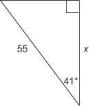 To the nearest hundredth, what is the value of x? Question 2 options: 36.08 41.51 47.81 72.88-example-1