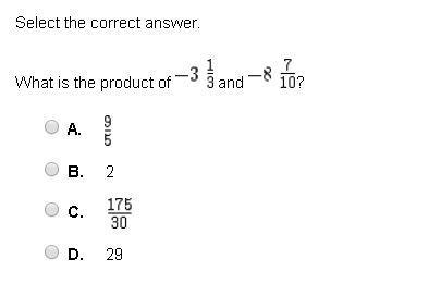 Select the correct answer. What is the product of-example-1