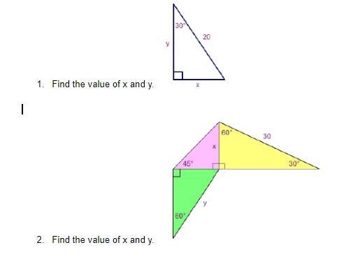 1. Find the value of x and y 2. Find the value of x and y explain-example-1