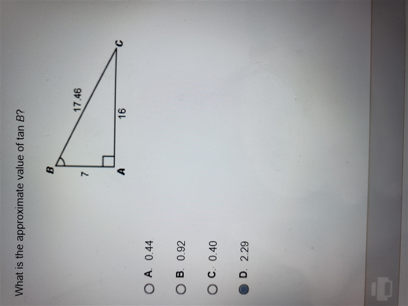 What is the approximate value of tan B?-example-1