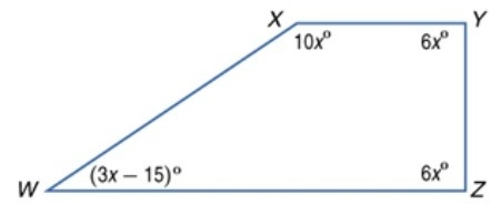 Using the polygon below, find the value of x and find the measure of Angle W. Enter-example-1