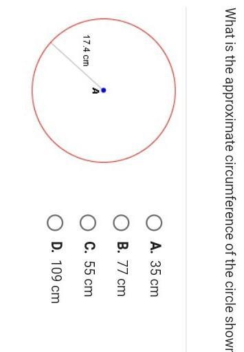 What is the approximate circumference of the circle shown below?​-example-1