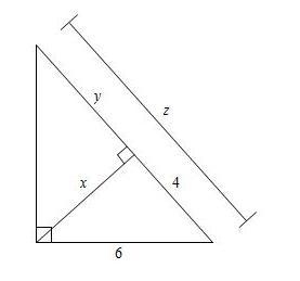 Find x, y, and z. Answer options: x = 5, y = 9, z ≈ 4.5 x ≈ 4.5, y = 5, z = 9 x ≈ 4.5, y-example-1