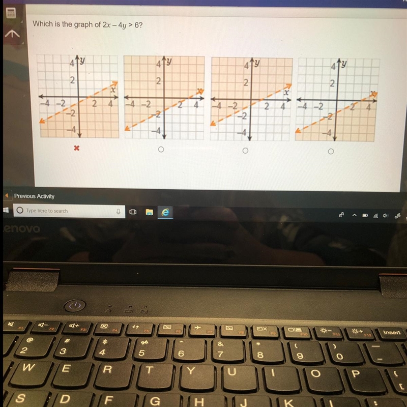 Which is the graph of 2x - 4y>6-example-1