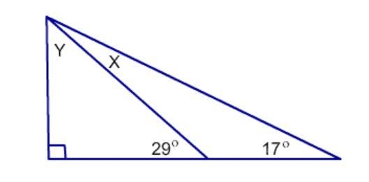 Find the measure of angle X. A. 11° B. 12° C. 17° D. 61°-example-1