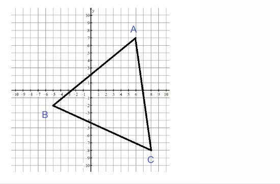 What is the midpoint of side AB in the triangle below? A. ( -2 1/2, -1/2) B. (1/2, 2 1/2) C-example-1