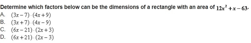 Determine which factors below can be the dimensions of a rectangle with an area of-example-1