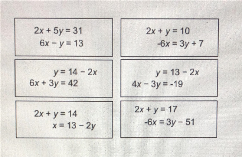 Select all the correct systems of equations. Which systems of equations have infinite-example-1