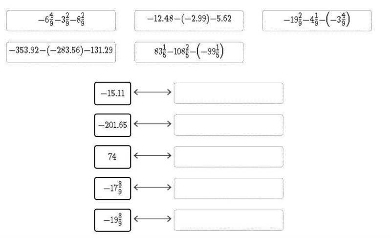 Drag the tiles to the correct boxes to complete the pairs. Match the subtraction expressions-example-1