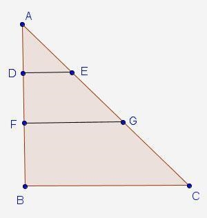 Help plz If F G || B C which equation is true? A. A D / D F = A E / E G B. D F / F-example-1