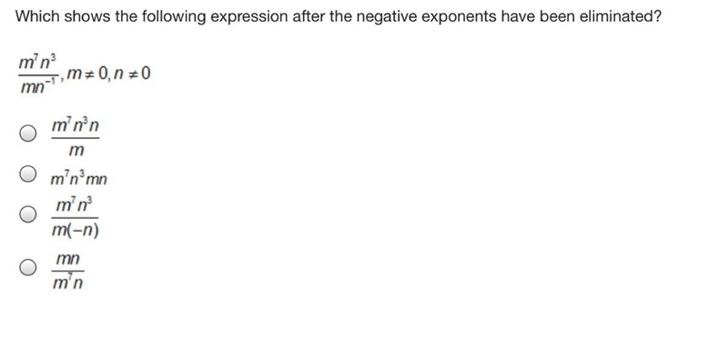 Which shows the following expression after the negative exponents have been eliminated-example-1