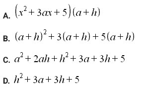 If f(x) = x^(2) + 3x + 5, what is f(a +h)?-example-1