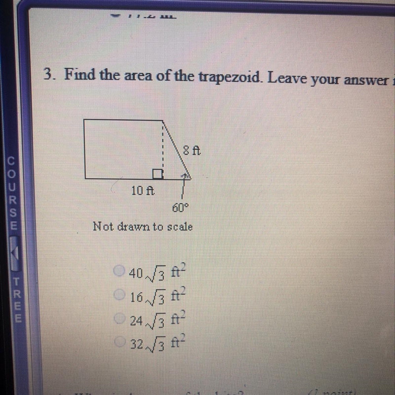 Find the area of the trapezoid. leave your answer in simplest radical form.-example-1