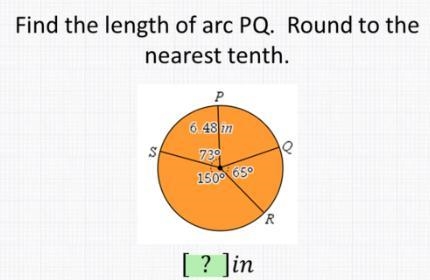 Find the length of arc PQ. Round to the nearest tenth.-example-1