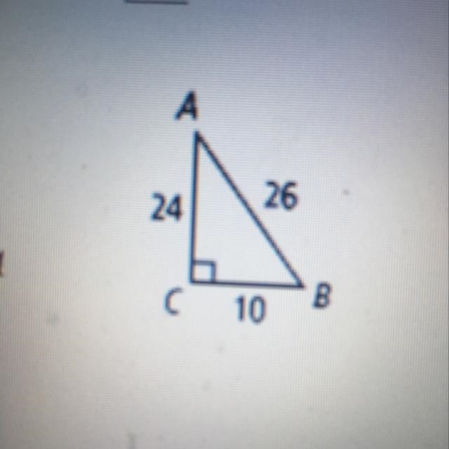 Use the figure at the right for exercises 8-10. write each ratio. 8. sin B 9. cos-example-1