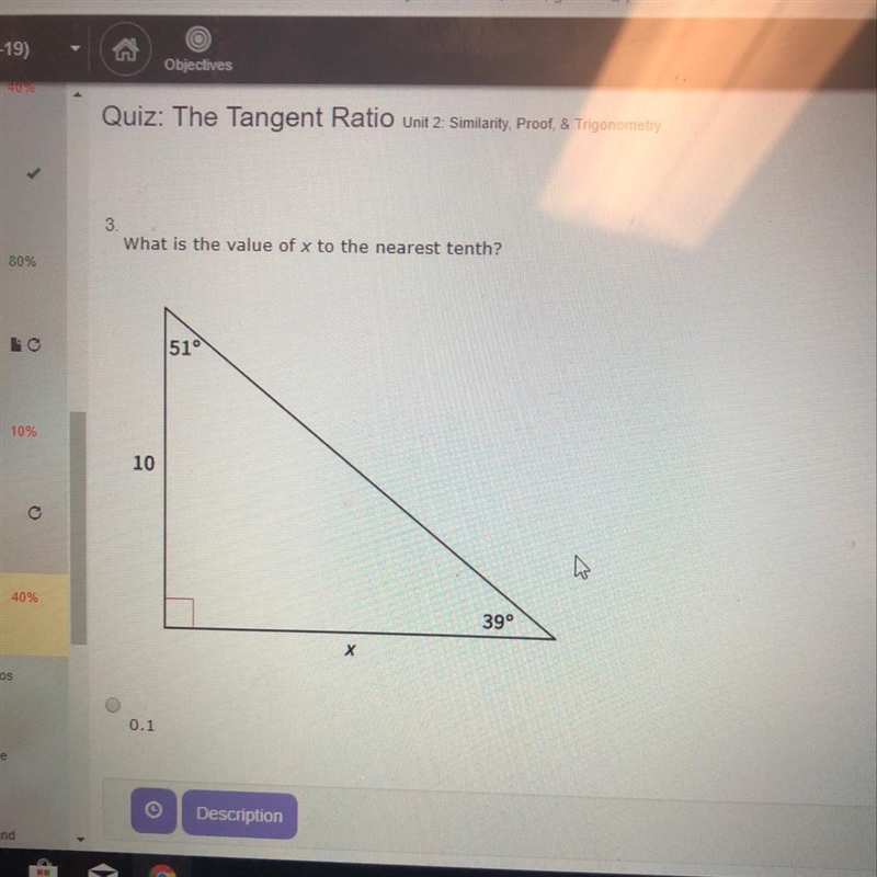 What is the value of x to the nearest tenth? A-0.1 B-12.3 C-8.1 PLEASE HELP!! Urgent-example-1