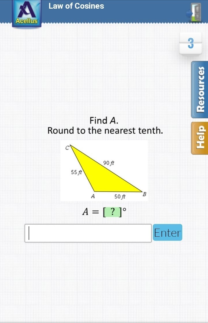 Find A round to the nearest tenth! laws of cosines​-example-1