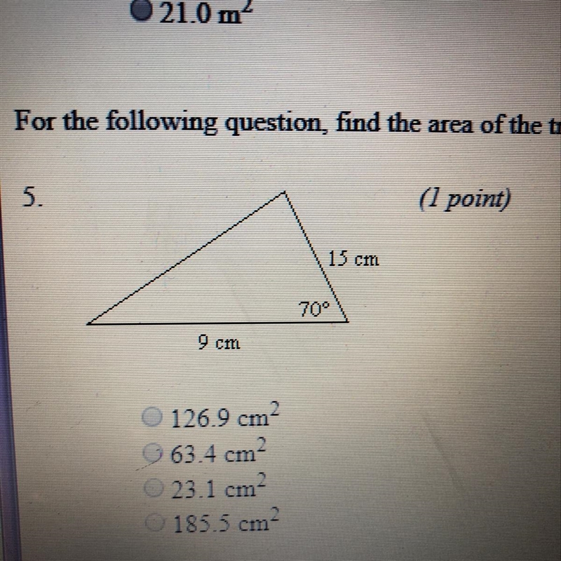 For the following question, find the area of the triangle. give the answer to the-example-1