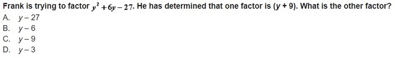 Frank is trying to factor He has determined that one factor is (y + 9). What is the-example-1