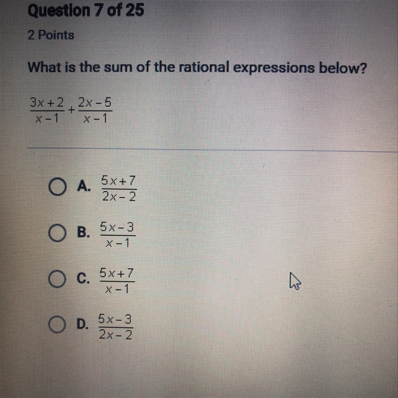 What is the sum of the rational expressions below?-example-1