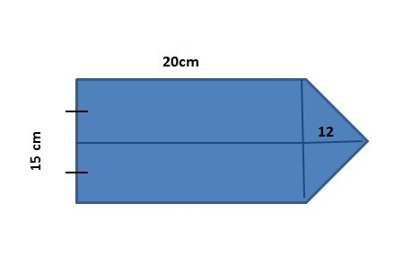 What is the area of the figure? A) 305 cm² B) 315 cm² C) 390 cm² D) 400 cm²-example-1