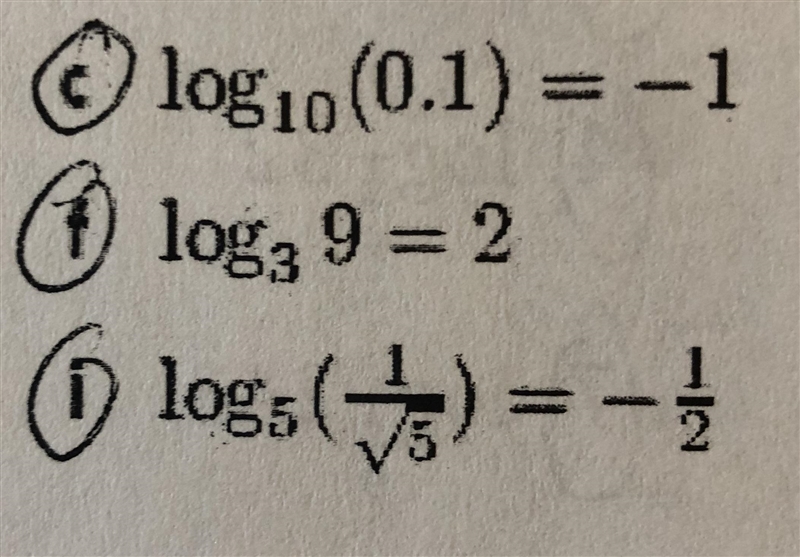 Write an equivalent exponential equation for the following three problems.-example-1