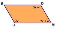 Quadrilateral GEOM is a parallelogram. Find E.-example-1