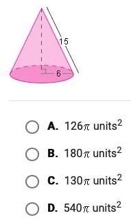 What is the surface area of the cone below?-example-1