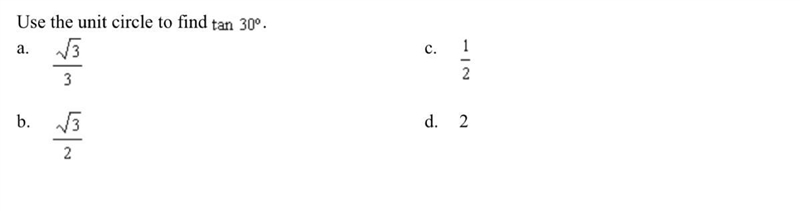 Use the unit circle to find tan 30°-example-1