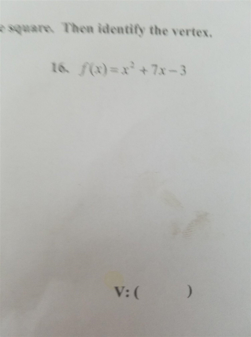 Rewrite each equation in vertex form by completing the square. Then identify the vertex-example-1