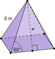 What is the slant height x of the square pyramid? Express your answer in radical form-example-1