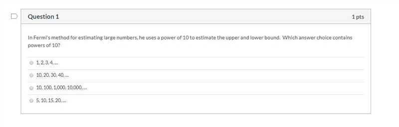 In Fermi’s method for estimating large numbers, he uses a power of 10 to estimate-example-1