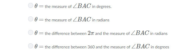 In the circle shown below, ∠BAC is a central angle, and r is the length of AB. The-example-2