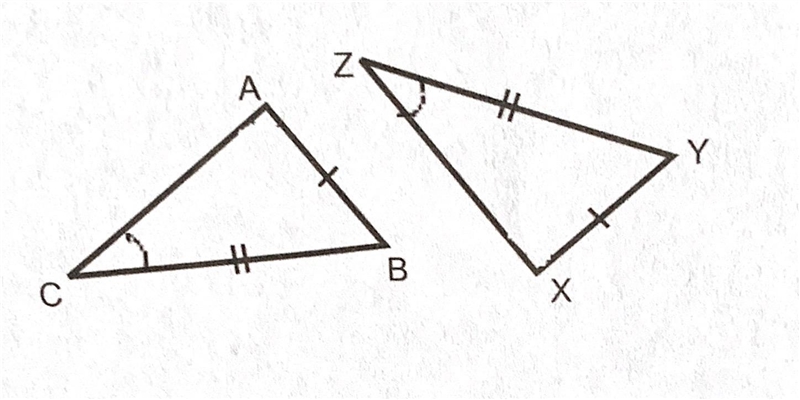 50 points please show your work Is ∆ABC ≅ ∆XYZ ? Justify your answer below.-example-1