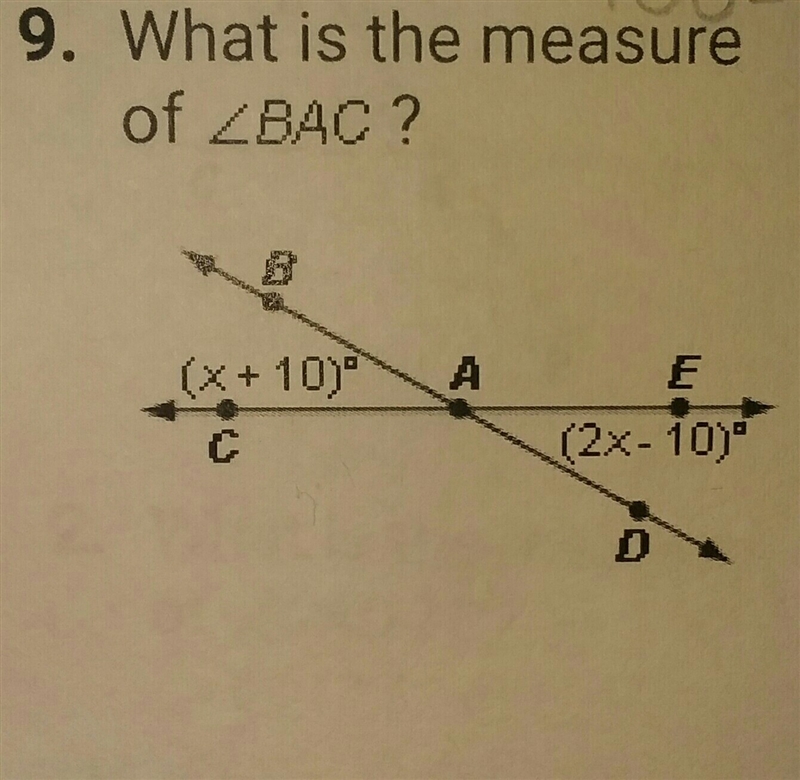 What is the measure of angle BAC?​-example-1