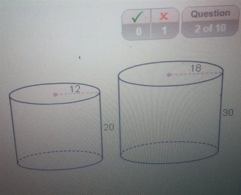 what is the similarity ratio of the smaller to the larger similar cylinders? enter-example-1