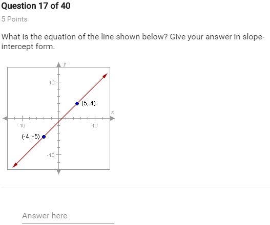 What is the equation of the line shown below?-example-1