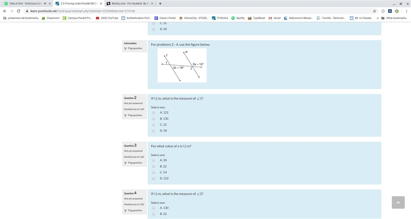 Use the photo at the bottom: 4. If l || m, what is the measure of ∠2? Select one: A-example-1