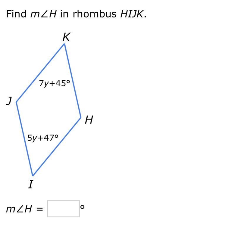 Find H in rhombus HIJK.-example-1