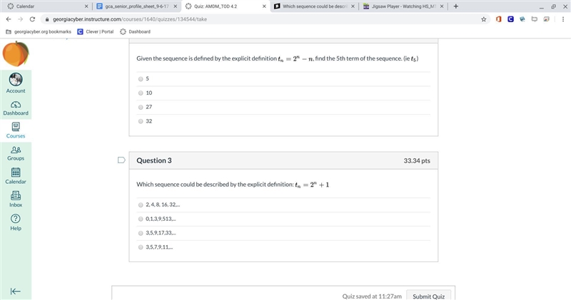 Which sequence could be described by the explicit definition: t_n=2^n+1t n = 2 n + 1 A-example-1