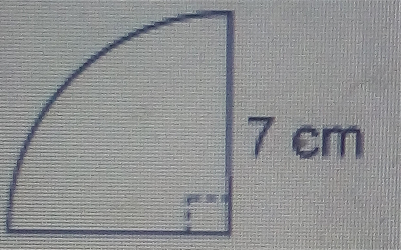 PLZ HELP a quarter circle has radius of 7 centimeters. What is the area of this figure-example-1