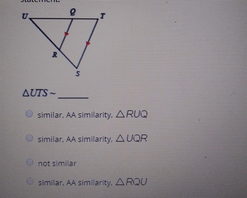 state of the triangles in each pair are similar. If so, State how you know they are-example-1