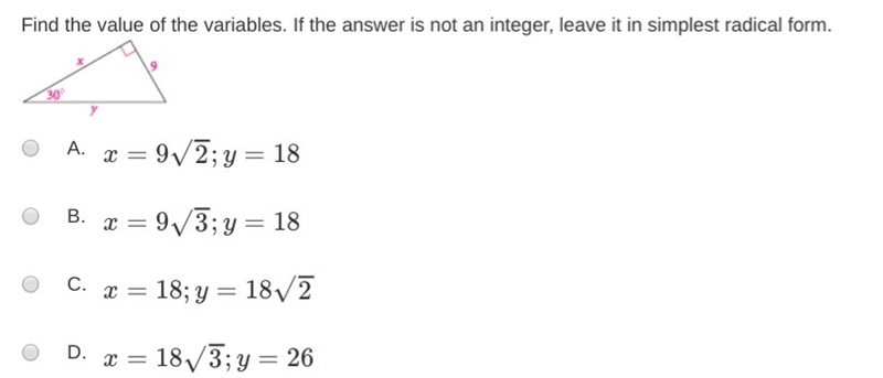 Find the value of the variables. If the answer is not an integer, leave it in simplest-example-1