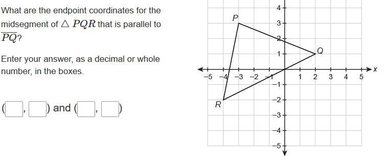 What are the endpoint coordinates for the midsegment of △PQR that is parallel to PQ-example-1