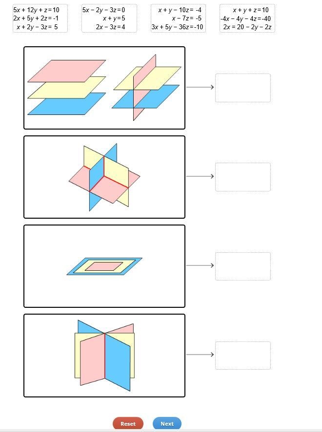 Match each system of equations to the diagram that represents its solution.-example-1