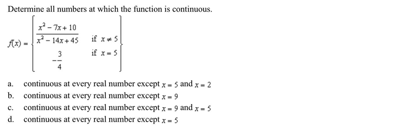 Determine all numbers at which the function is continuous.-example-1