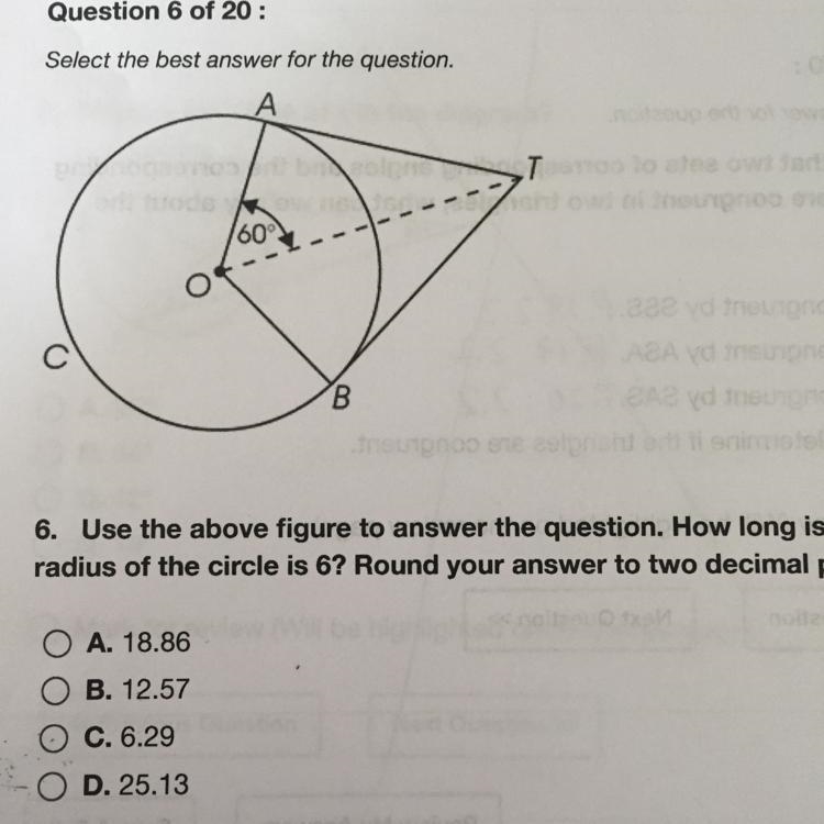 Use the figure above to answer the question. How long is arc ACB if the radius of-example-1