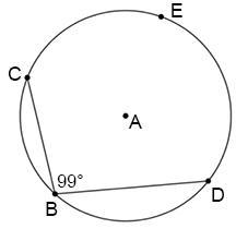 Determine the measure of arc CED. A. 180° B. 99° C. 198° D. 81°-example-1