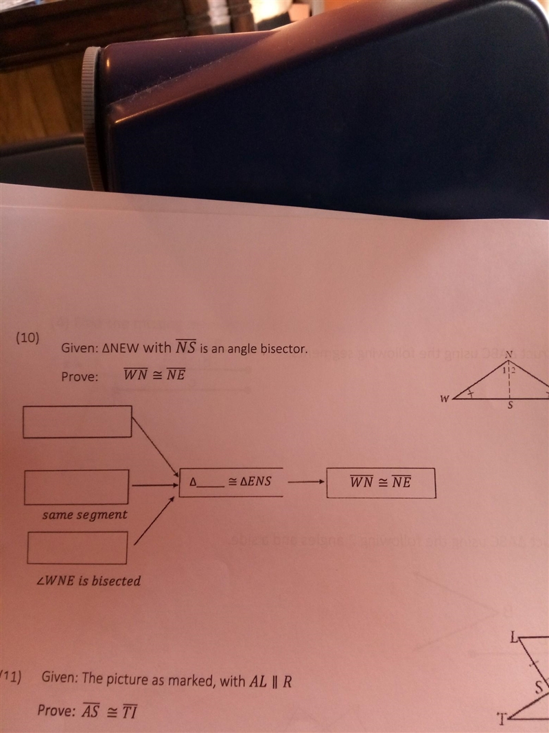 Please help me Given: ∆NEW with NS is an angle bisector-example-1