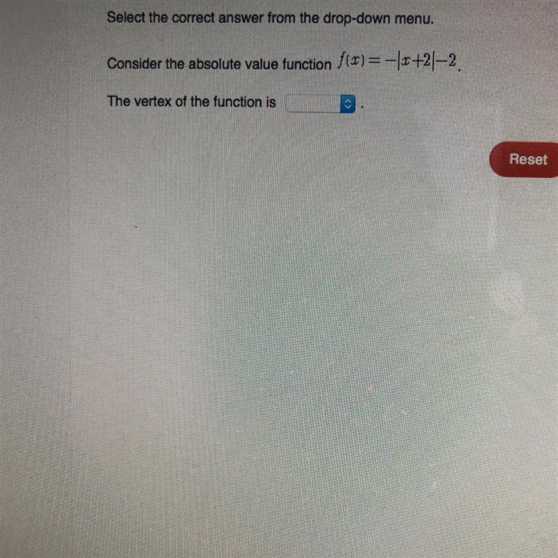 Select the correct answer from the drop-down menu. Consider the absolute value function-example-1